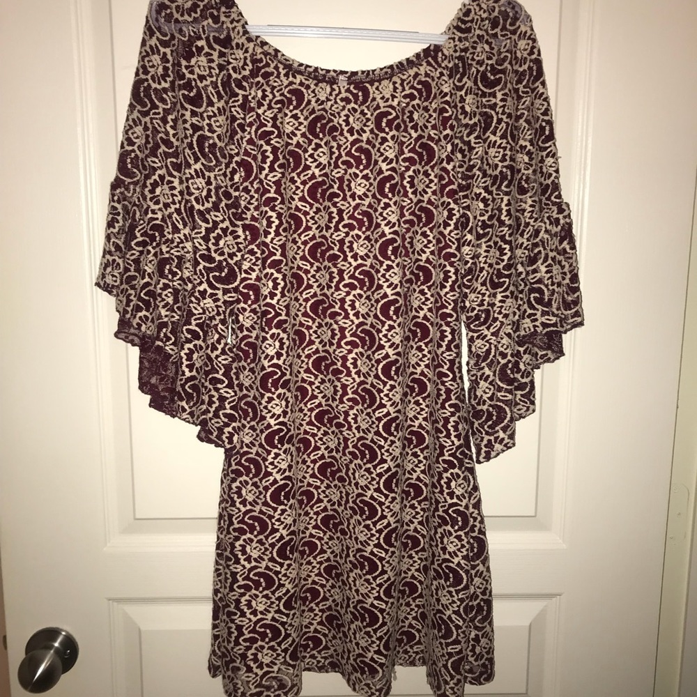 Red and cream dress